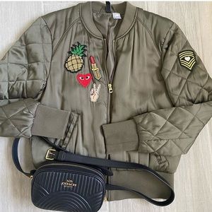 H&M olive green satin bomber Small custom
